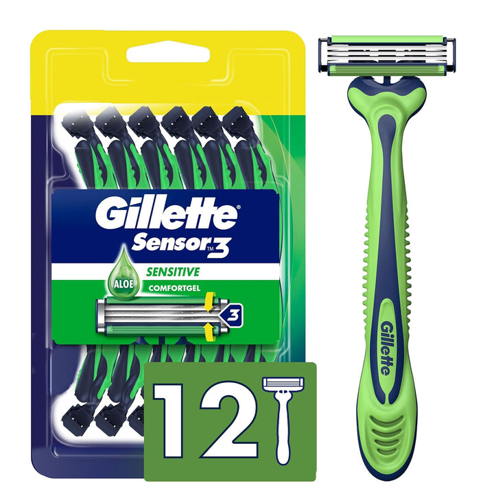 Sensor3 Sensitive Men'S Disposable Razor, 12 Razors