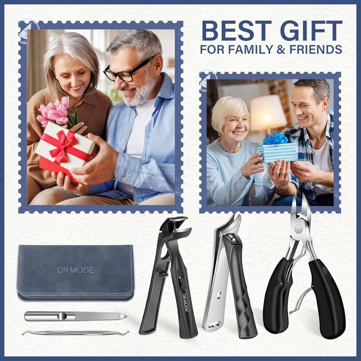 2025 Toenail Clippers for Thick Toenails for Seniors, Angled Head Large Toe Nail Clippers Set for Men, Heavy Duty Ingrown Toenail Clippers with Long Handle, Ultra Sharp Slanted Nail Cutter Wide Jaw