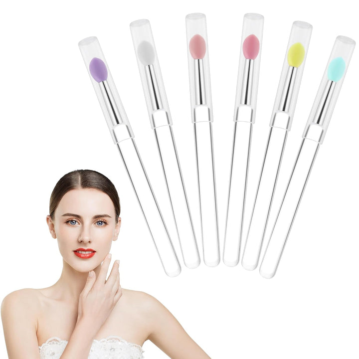 Reusable Lip Mask Applicators - 6 Pcs Silicone Lip Gloss & Lipstick Brush Set