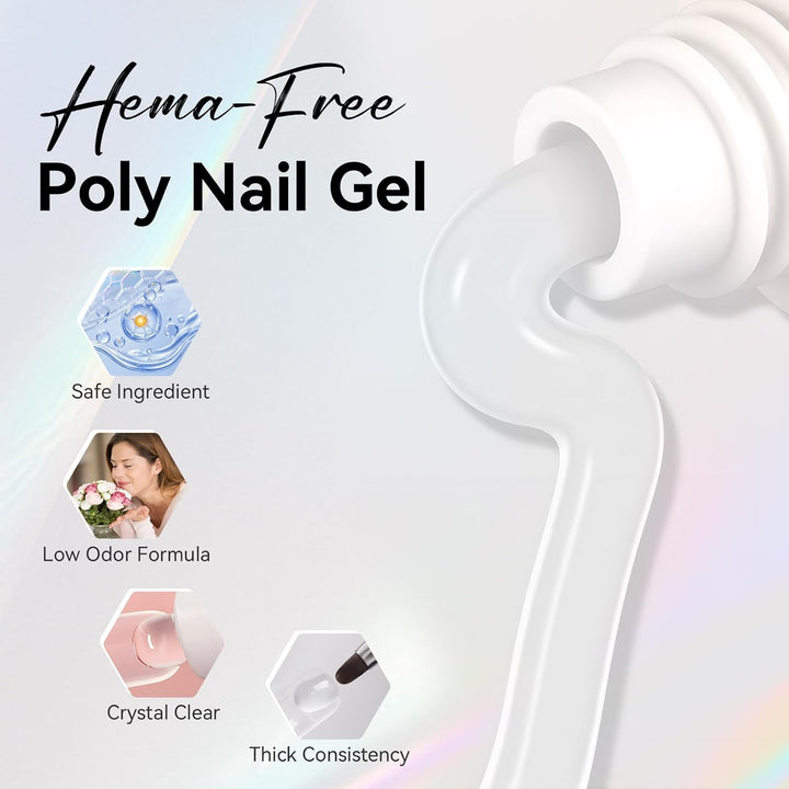 Poly Nail Gel: Clear 50ML Gel Builder for Natural-Looking Strengthener 3D Molding Gel for Trendy Nail Art-Long-Lasting and Easy to Use Supplies