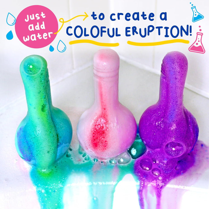 Kids Original Bath Bomb Potions - Colorful Fizzy Fun - Cool Foam and Bubble Science Beaker Bath Toys (Pack of 4)