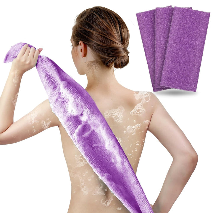 Exfoliating Washcloth Body Scrubber Back Scrubber for Shower Japanese Beauty Washcloth Bath Wash Cloth Korean Exfoliation Luffah Towel Net Sponge Loofah Body Scrub 3 Pack