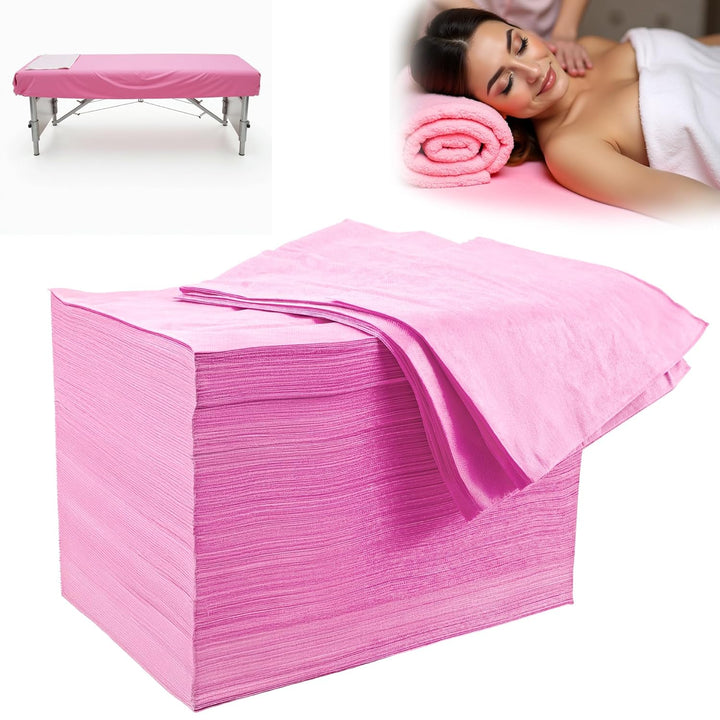 100 Pack 31" X 71" Disposable Non-Woven Massage Table Bed Covers - 2-Ply Waterproof Spa Sheets for Facial, Tattoo & Waxing.