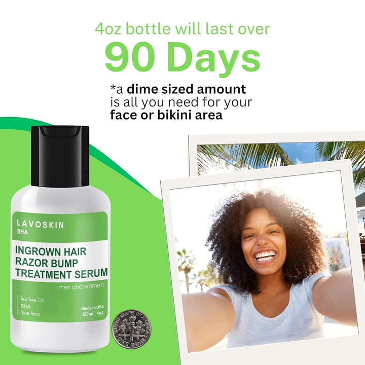 LAVO Tea Tree Gel W/Salicylic Acid - BEST Ingrown Hair Treatment - Razor Bump and Burn Remover - Bikini Lines & Acne - Use after Shaving, Hair Removal, Waxing, Laser, Electrolysis - for Men and Women