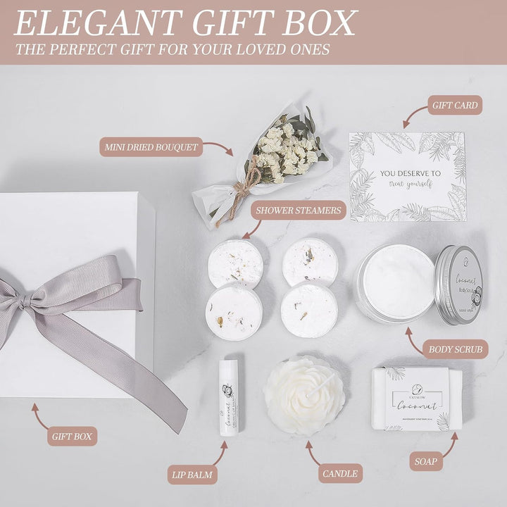 Spa Gifts for Women Bath and Body Gift Basket Mothers Day Gifts Coconut Lavender Home Spa Set Self Care Gift for Mom Sister Her Wife Birthday Gifts Spa Kit Care Package Thank You Gift