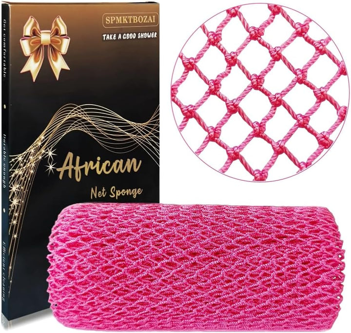 African Net Sponge Authentic, African Exfoliating Sponge Real African Net Black Owned, African Bath Sponge Back Scrubber, Body Exfoliator Shower Bath Accessories (Black)