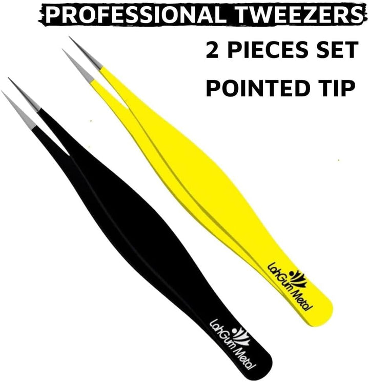Super Sharp Pointed Tweezers Precision Fine Point Tip Ingrown Hair Removal Kit - Extra Thin Stainless Facial Hair Remover for Face