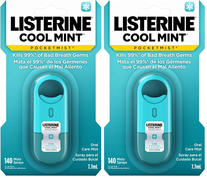 Cool Mint Pocketmist, Oral Care Mist for Fresh Breath, Non-Aerosol Sugar-Free Bad Breath Refresher Spray to Kill 99% of Bad Breath Germs, Portable, Cool Mint Flavor, 1 Pack of 2 Sprays
