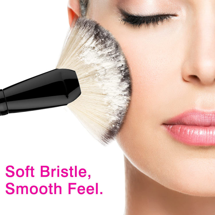 Fan Makeup Brush,  Professional Highlighting Make up Brush Blush Bronzer Cheekbones Brush, Single Large Soft & Dense Face Blush Powder Foundation Brushes Make up Tool, Black