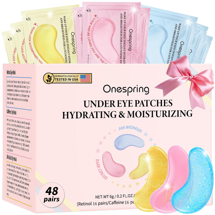 Under Eye Patches (24 Pairs) - Eye Gel Pads for Wrinkles, Puffy Eyes, Dark Circles, Eye Bags, Natural Collagen Eye Gels Pads, under Eye Mask Patches for Refreshing, Revitalizing