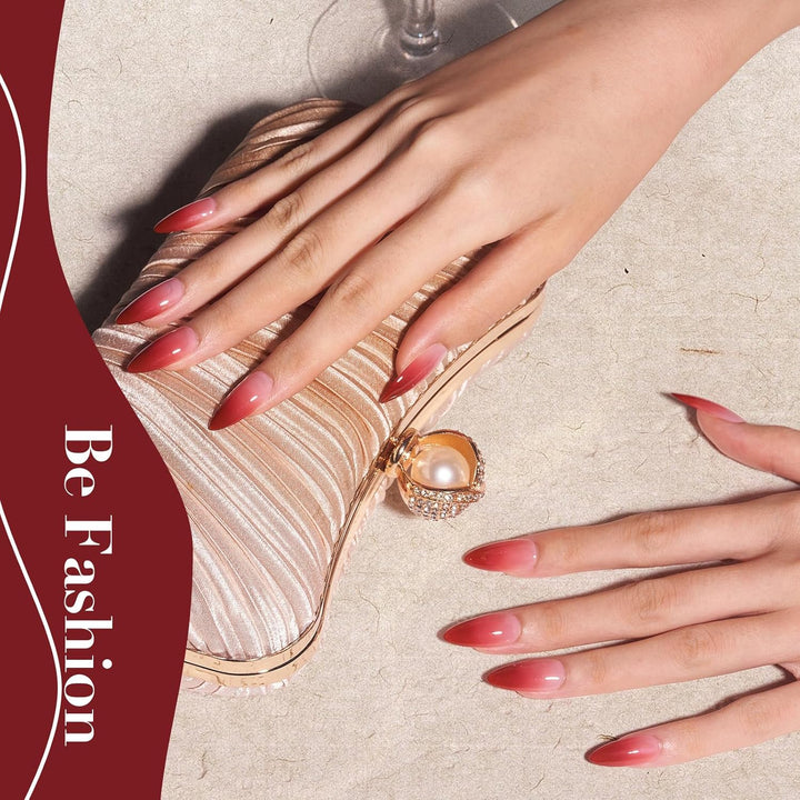 Dip Powder, Fall Brown Red Glitter 6 Colors Dipping Powder Starter Kit French Nail Art Manicure DIY Salon for Women, No Need Nail Lamp Cured