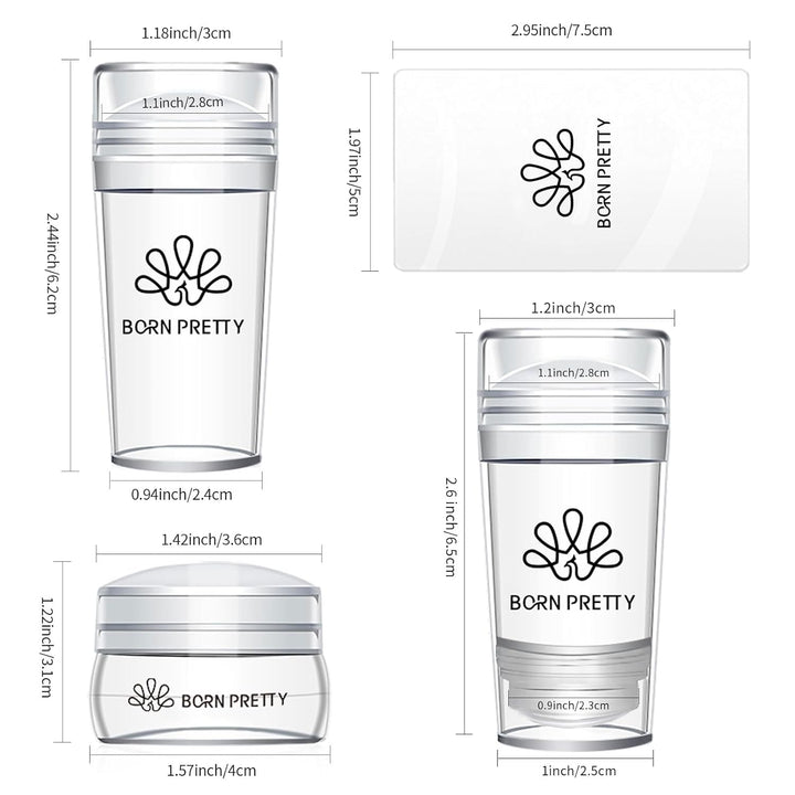 French Tip Nail Stamp, 6PCS Art Stamper with Scrapers, Silicone Stamping Long & Short Jelly Stamper Kit for French Manicure Home DIY Art Salon