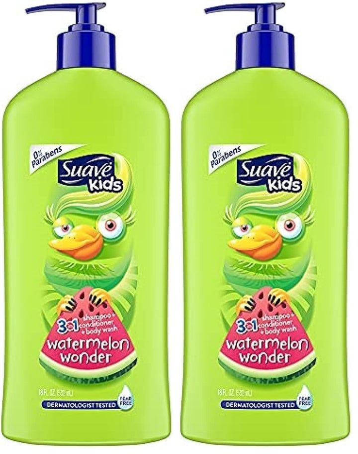 Kids 3In1 Shampoo Conditioner Body Wash for a Tear-Free Shower or Bath Wacky Melon Dermatologically Tested 18 Oz