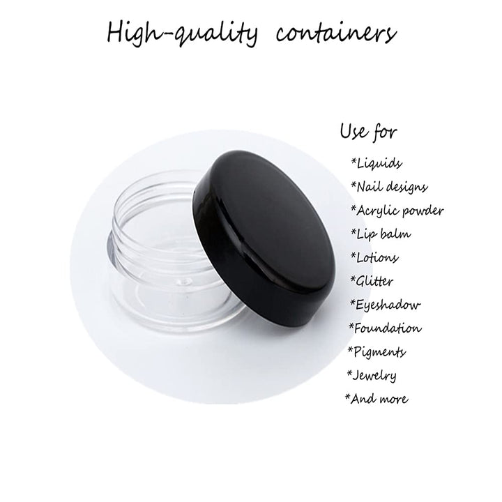 Polypropylene 5 Gram Cosmetic Containers 50Pcs Sample Jars Tiny Makeup Sample Containers with Lids (Black)