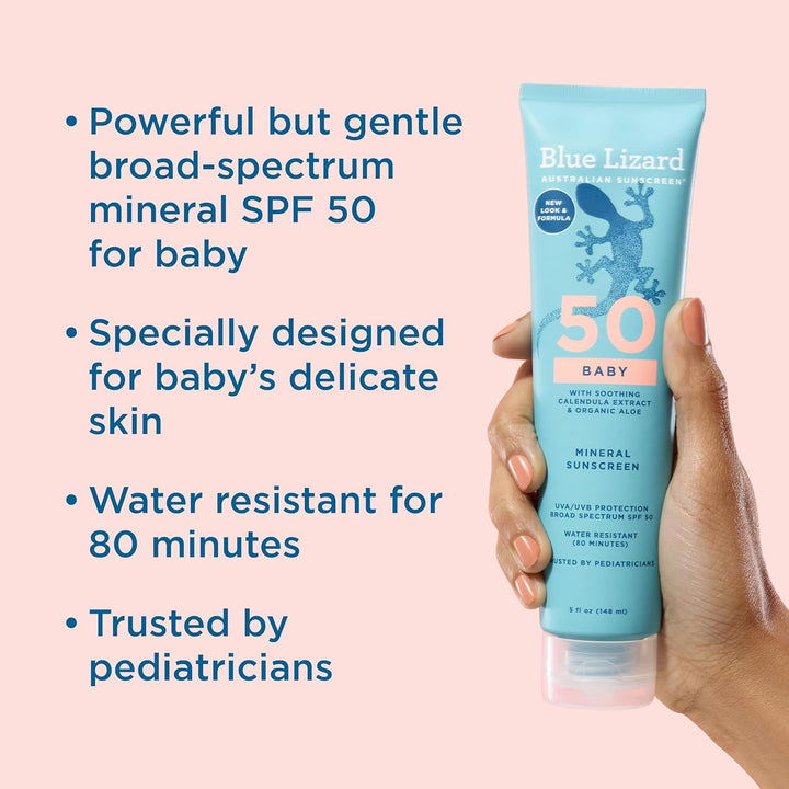 BABY Mineral Sunscreen with Zinc Oxide, SPF 50+, Water Resistant, UVA/UVB Protection with Smart Cap Technology - Fragrance Free, 5 Oz. Tube