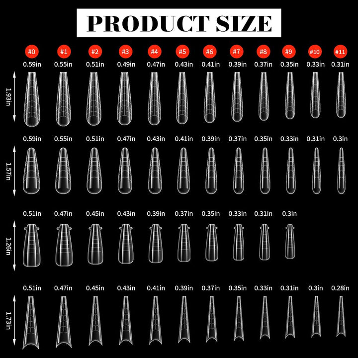 Nail Dual Forms for Poly Gel, 288PCS French Nail Forms, 8 Shapes, 12 Sizes Clear Poly Gel Nail Molds for DIY Nails Extension Kit for Salon-Quality Manicures at Home