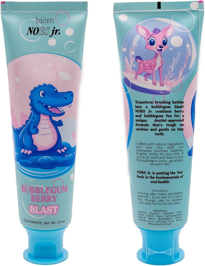 Jr. Kids Nano Hydroxyapatite Toothpaste – Fluoride Free, Sls-Free, Remineralizing - Dentist Formulated - Bubblegum Berry