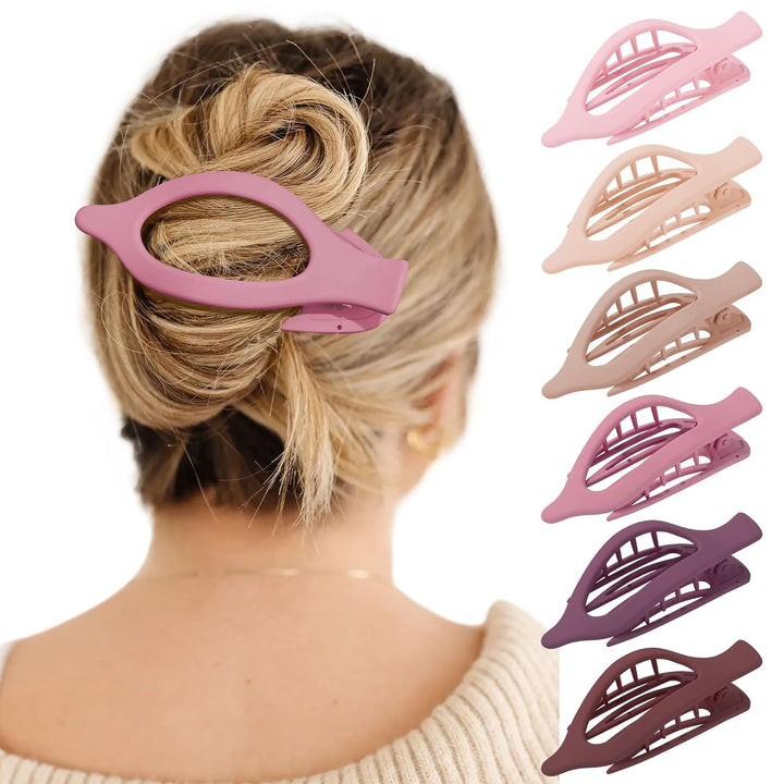 French Concord Hair Clips - 6Pcs Side Slide Volume Clips for Women Girls, Strong Hold No Slip Grip, Thick or Thin Hair (Matte Finish, L:4.6 IN, W:1.97IN)