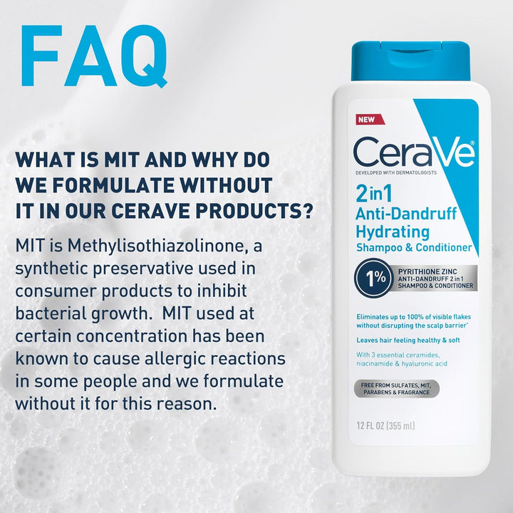 2 in 1 Hydrating anti Dandruff Shampoo and Conditioner, 1% Pyrithione Zinc Dandruff Treatment, Color Safe & Sulfate Free Shampoo and Conditioner, Helps Eliminate Dandruff & Relieve Itchy Scalp