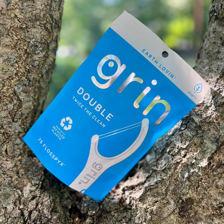 Double Flosspyx, Floss Picks, 75 Count, Dental Flossers, Minty Flavor, Recycled Plastic, 2 Lines of Strong Floss, Longer Floss Head, Traps Food and Plaque, Includes Safe Soft Fold-Back Tooth Pick