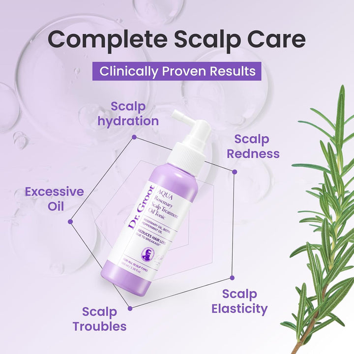 Dr.Groot Rosemary Mint Oil Tonic for Hair Growth with Biotin, Hyaluronic Acid, Thickening & Scalp Nourishing. Korean Haircare. Sulfate-Free, Silicon-Free, Paraben-Free (3.38 Fl Oz/ 100Ml)