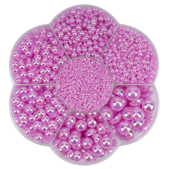 5800 Pcs Half Pearls for Crafts, Flatback Pearls for Artwork Making, DIY Rhinestones Accessory Nail Art, Face Gems Jewels Flat Back Craft Pearls - White