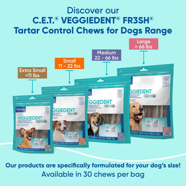 CET VEGGIEDENT FR3SH Tartar Control Chews for Dogs - Small