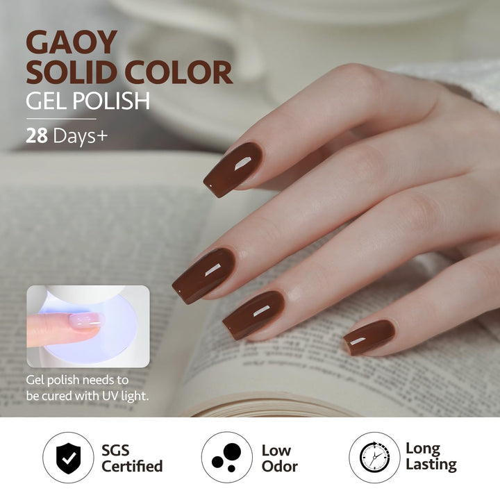 Nude Brown Gel Nail Polish Set, 6 Colors Beige Chocolate Caramel, UV Cure Gel for DIY Manicure at Home