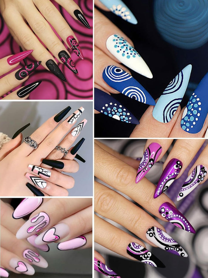 12 Color 3D Nail Art Pens Set,  0.5MM Nail Pens Nail Point Graffiti Dotting Pen Drawing Painting Liner Brush for DIY Nail Art Beauty Adorn Manicure Tools