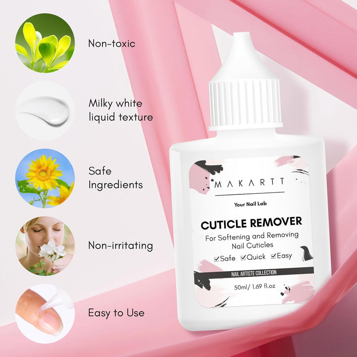 Cuticle Remover Liquid, 50Ml Professional Instant Softener Cream for Dry Cuticles, Salon-Quality Nail Care Dissolver for Manicure & Pedicure Use