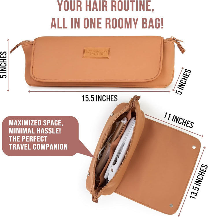 Hair Tools Travel Bag and Heat Resistant Mat for Flat Irons, Straighteners, Curling Iron, and Haircare Accessories, 2-In-1 Design, with Interior Pockets, Portable Organizer