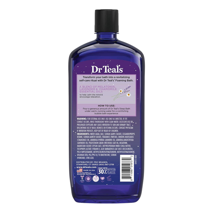 Foaming Bath with Pure Epsom Salt, Melatonin Sleep Soak with Essential Oil Blend, 34 Fl Oz (Pack of 4)