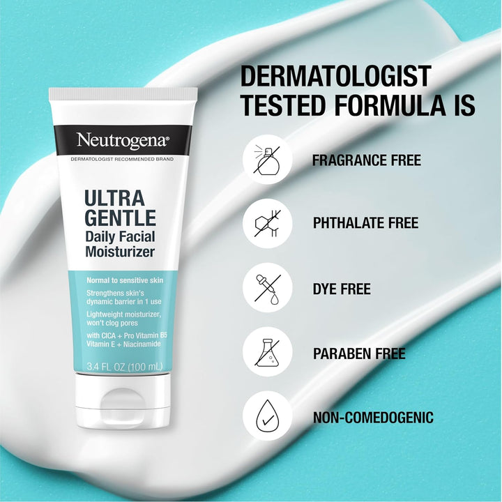 Fragrance Free Daily Facial Moisturizer, Face & Neck Moisturizer for Sensitive Skin with Vitamin B3, Pro-Vitamin B5 & Vitamin E Supports Skin'S Dynamic Barrier, 3.4 Fl. Oz