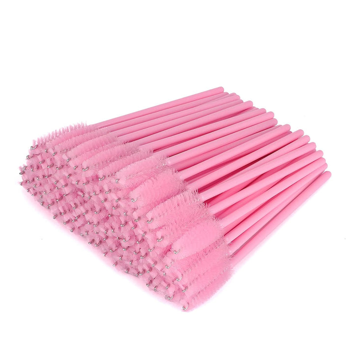 100PCS Disposable Eyelash Brushes, Rose Mascara Wands Applicator Makeup Kits, Eyelash Spoolies Brushes for Eyelash Extensions and Eyebrows