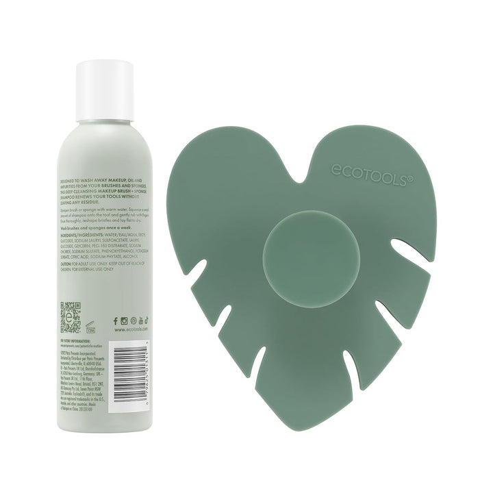 Makeup Brush Cleanser + Silicone Cleansing Pad Bundle, Deep Cleaning Shampoo for Makeup Sponges & Brushes, Brush Cleaner Pad, Vegan & Cruelty-Free, Gentle Formula