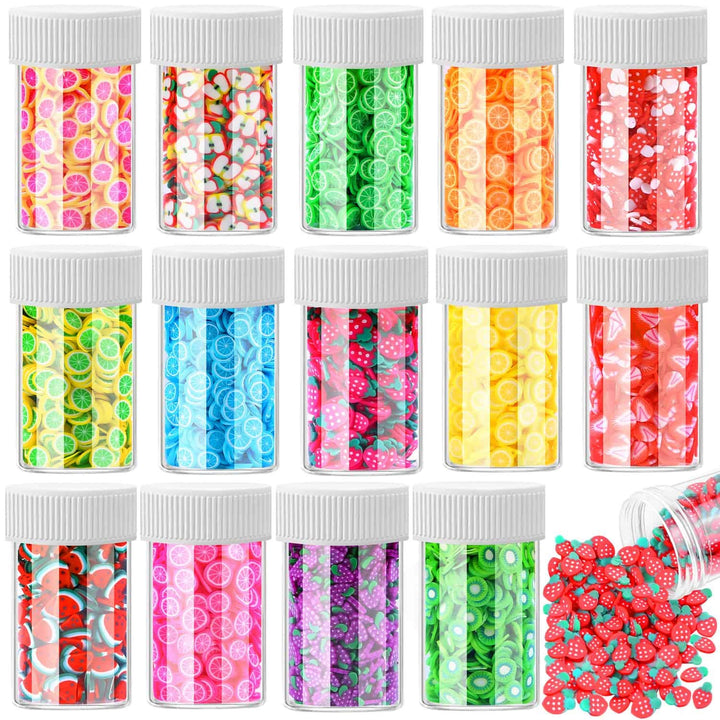 12000 Pcs 15 Styles Assorted Fimo Slices for DIY Slime, Nail Art, Lip Gloss & Cellphone Decorations