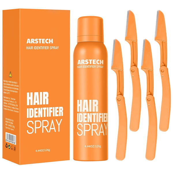 Hair Identifier Spray for Face Shaving Dermaplaning Tool Dermaplane Razor for Women Face Skin Body Dermaplane Spray for Women Face with 4 Face Razor for Face Shaver Kit Facial Hair Spray Hair Removal
