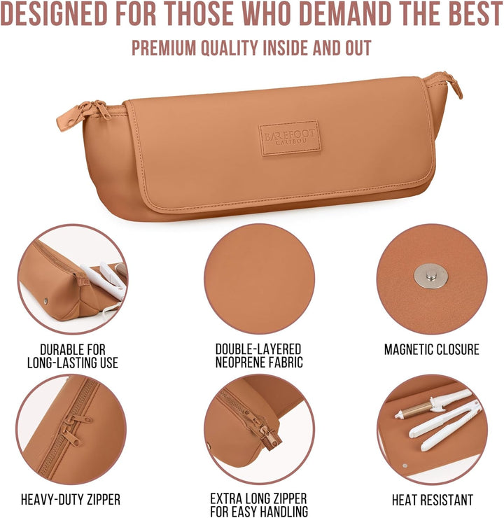 Hair Tools Travel Bag and Heat Resistant Mat for Flat Irons, Straighteners, Curling Iron, and Haircare Accessories, 2-In-1 Design, with Interior Pockets, Portable Organizer