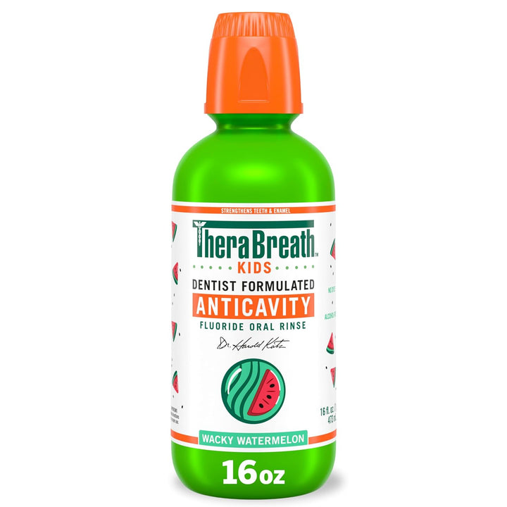 Kids Organic Wacky Watermelon Mouthwash with Fluoride, Anticavity, Dentist Formulated, 16 Fl Oz