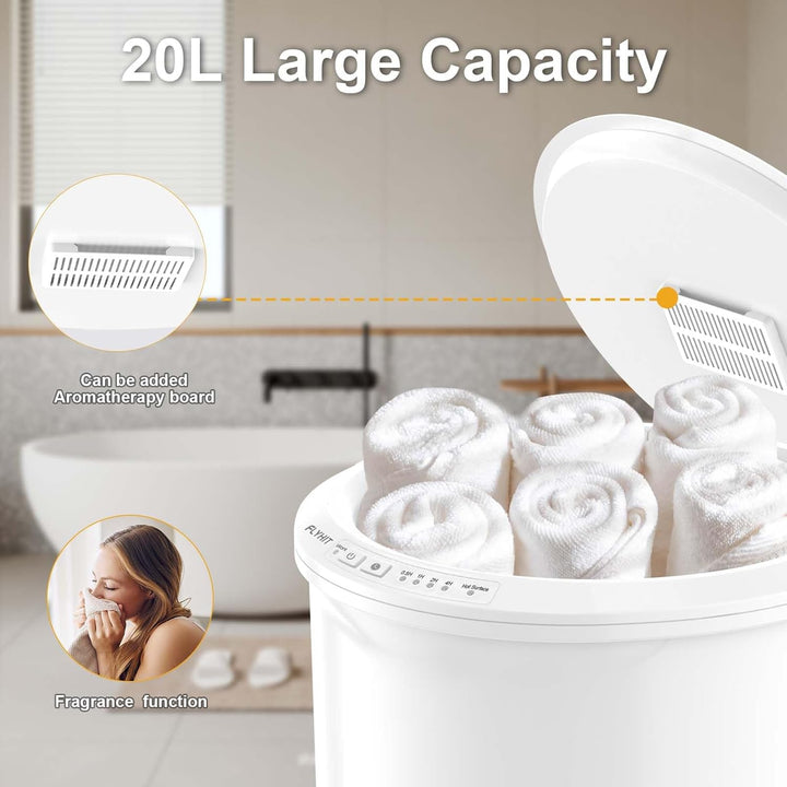 Large Towel Warmer for Bathroom - Heated Towel Warmers Bucket, Wood Handle, Auto Shut Off, Fits up to Two 40"X70" Oversized Towels, Bathrobes, Blankets, Best Ideal for Mother'S Gifts