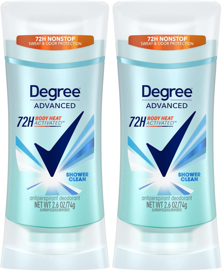 Advanced Protection Antiperspirant Deodorant Shower Clean for 72-Hour Sweat & Odor Control for Women, with Body Heat Activated Technology, 2.6 Oz