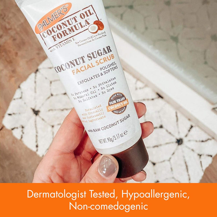 Coconut Oil Formula Coconut Sugar Facial Scrub Exfoliator, Face Scrub to Gently Exfoliate Away Dirt and Dead Skin Cells with Chamomile to Soften & Calm, 3.17 Ounces (Pack of 1)