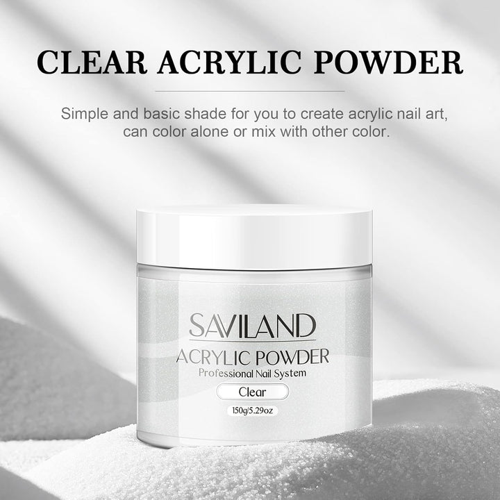 Clear Acrylic Powder 5.29OZ Large Capacity Acrylic Nail Powder Polymer Beginner Friendly Long Lasting No Need Nail Lamp Professional Acrylic Powder for French Manicure Nail Carving