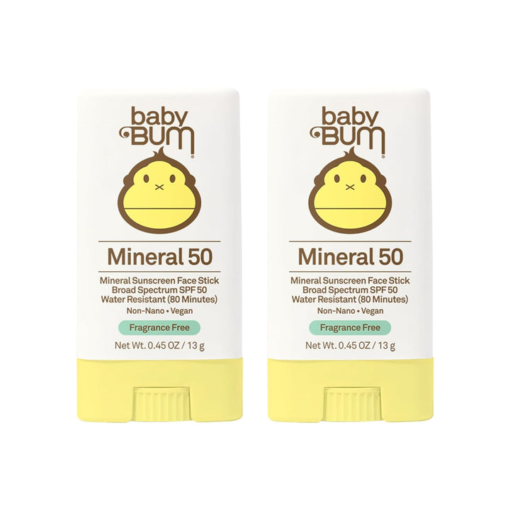 Baby Bum Mineral SPF 50 Sunscreen Stick - Hawaii 104 Act Compliant (Without Octinoxate & Oxybenzone) - UVA/UVB Face and Body Protection - Unscented for Sensitive Skin - Travel Size - 0.45 Oz