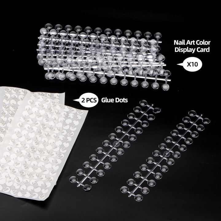 240 Pcs Nail Polish Swatch Dots round False Nail Display Tips Transparent Nail Art Color Display Chart with Adhesive Sticker for Nail Polish Training Practicing