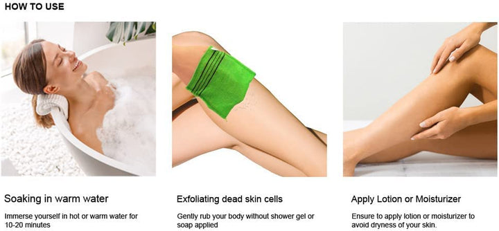 8 Pcs Asian Exfoliating Bath Washcloth - Red & Green