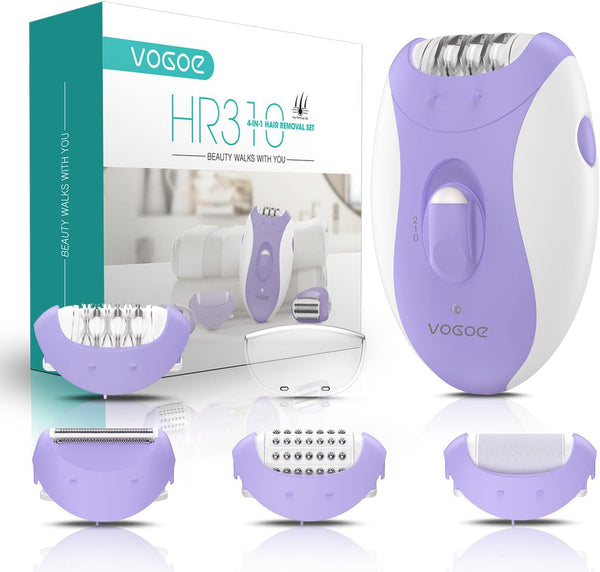Epilator for Women-Cordless Epilators Hair Removal for Women, 4-In-1 Electric Razor Hair Remover, 2 Speeds & 21 Tweezers for Face Legs Arms Armpit Bikini, Purple HR310