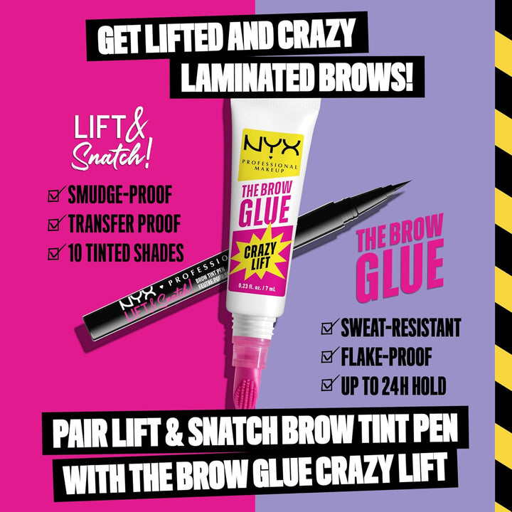 the Brow Glue Crazy Lift, Brow Lamination Gel with 16HR Strong Hold & Built-In Styling Comb - Clear Eyebrow Gel
