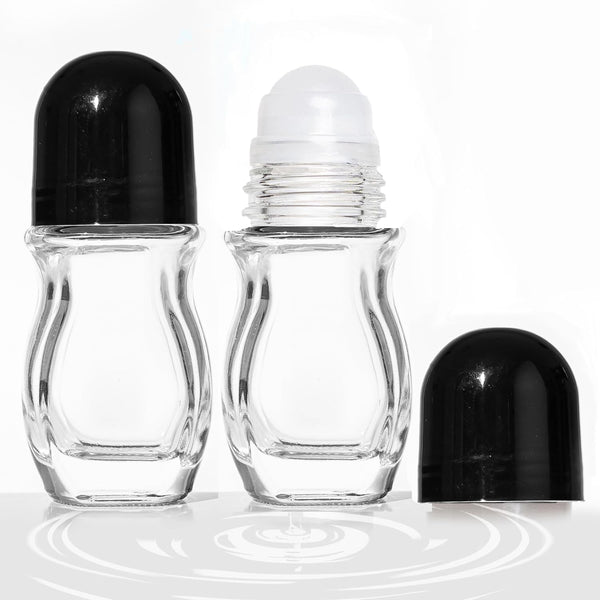 2 Pcs Glass Empty Roller Bottles, Deodorant Containers, Empty Roller Ball Bottles for Essential Oils Perfume Cosmetics (30Ml) (2Pcs Oval)
