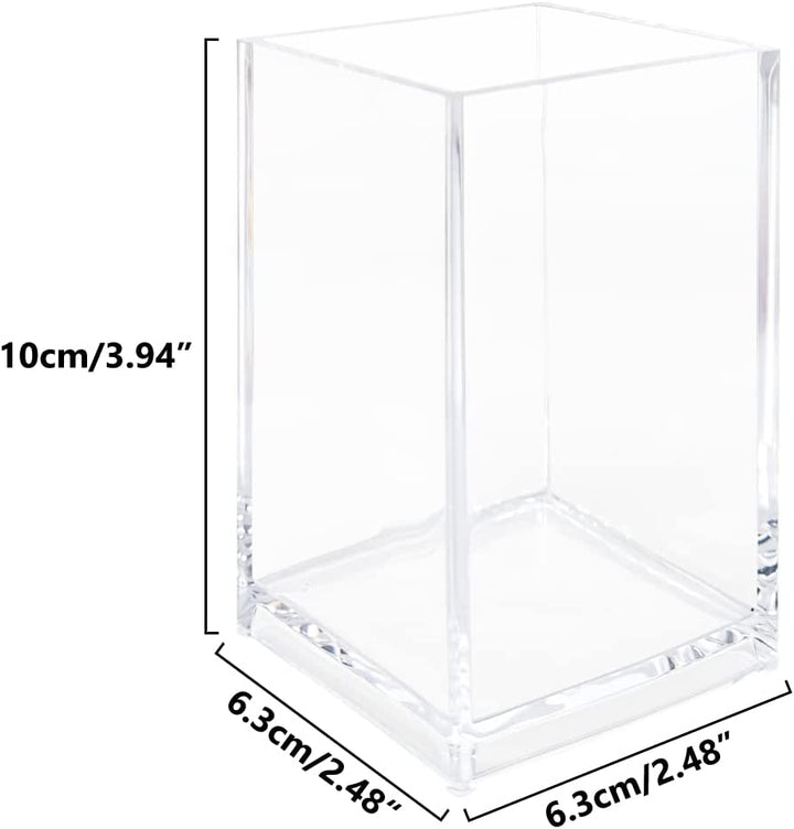 3 Pack Clear Acrylic Cosmetic Pencil Pen Holder Cup, Clear Makeup Brush Holder, Desk Acrylic Brushes Storage